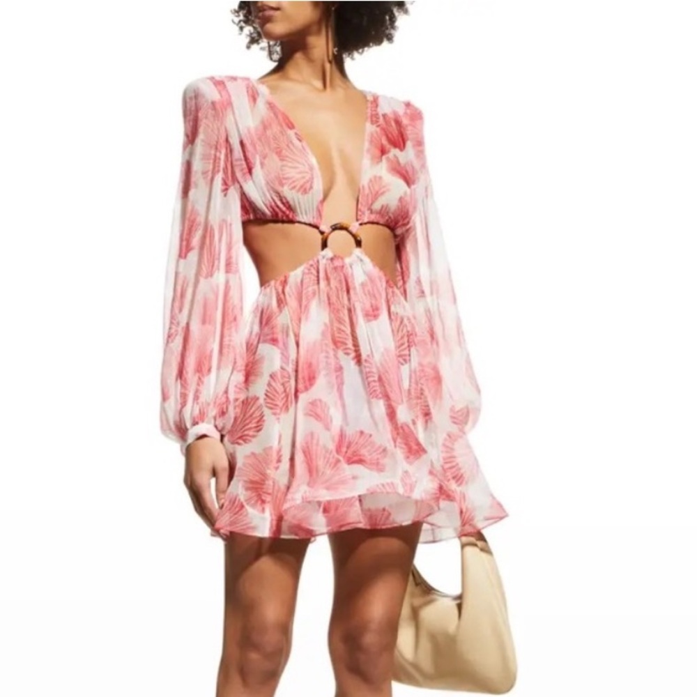 Bronx and Banco Palma pink Floral mini cover up cut out Dress XS